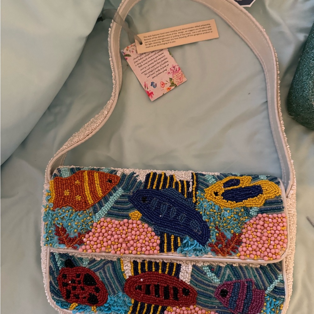 Colorful Beaded Fish Shoulder Bag